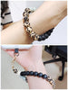VICHUNHO Marble Silicone Beaded Phone Wrist Strap, Cellphone Lanyard with Tether Tab, Elastic Hands-Free Wristlet Bracelet