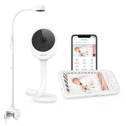 NETVUE Baby Camera Monitor Video - Peekababy 4 in 1 Bracket Meets the Needs of Parents in All Scenarios, Baby Monitor with Camera and Audio, 5