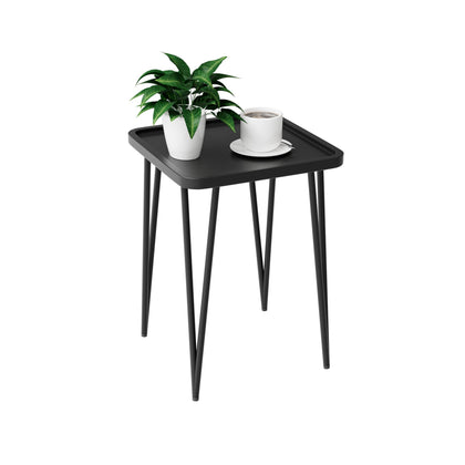 Palama Square Side Table for Living Room, Small Square Table with Metal Frame, Modern Home Décor Small Accent Table, Easy Assembly Black Bedside Table, Small Table
