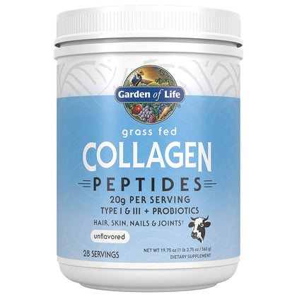 Garden of Life Grass Fed Collagen Peptides Powder - Unflavored Collagen Powder for Women Men Hair Skin Nails Joints, Hydrolyzed Protein Supplements, Post Workout, Paleo & Keto, 28 Servings.