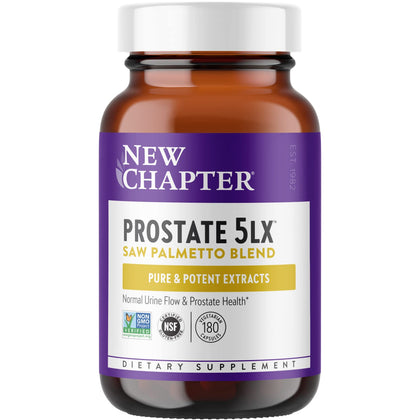 New Chapter Prostate Supplement - Prostate 5LX with Clinical Strength Saw Palmetto + Fermented Selenium for Prostate Health - 180 ct Vegetarian Capsule
