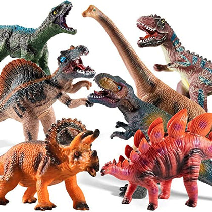 TEMI 7 Piece Jumbo Dinosaur Toys for Kids 3-5, Large Soft Toys for Dinosaur Lovers, Boys, Toddler Ages 5-7 Years, Perfect Party Favors, Birthday Gifts