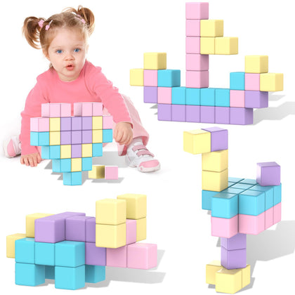 SYSKENI Magnetic Building Blocks Toys for Toddler Girls Boys Age 2-4 3-5 4-8 Macaron Magnetic Blocks Stem Sensory Toys,Preschool Learning Activities Birthday for 3 4 5 6 Year Old Boys Girls