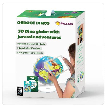 PlayShifu Interactive Dinosaur Toys - Orboot Dinos (Globe + App) 50 Dinosaurs, 500+ Facts | Educational Dinosaur Toys For Kids 5-7 | 4 5 6 7 8 year old Birthday Gifts (Works with tabs/mobiles)