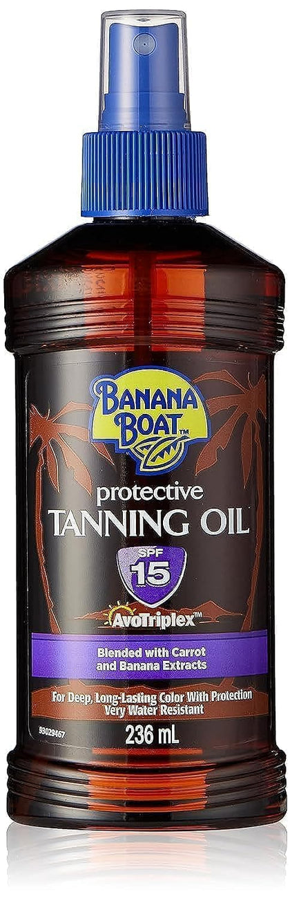 Banana Boat Sunscreen Protective Tanning Oil Broad Spectrum Sun Care Sunscreen Spray - SPF 15, 8 Ounce