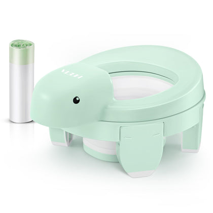 HEETA 4 in 1 Potty Training Toilet for Boys Girls, Portable Folding Toddler Potty with 20pcs Storage Bags, Potty Training Toilet Seat with Lid, Potty Seats for Toddlers with Splash Guard, Green