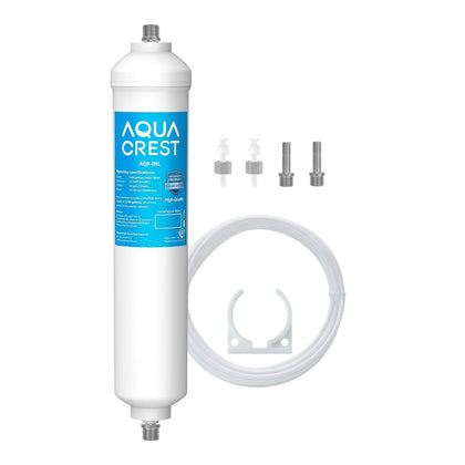 AQUA CREST 5 Years Capacity -Inline Water Line Filter for Refrigerator with 1/4-Inch Direct Connect Fittings, Idea for Ice Maker, Refrigerator, RO System, Reduces PFAS/PFOA/PFOS