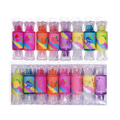 Mebtmel Cute Lip Gloss for Kids, 8PCS Glitter Girls Lip Gloss Set with Shape of Candy, Assorted Flavors Hydrating Lip Balm Party Favor Make-up for Girls and Teens Ages 8-12