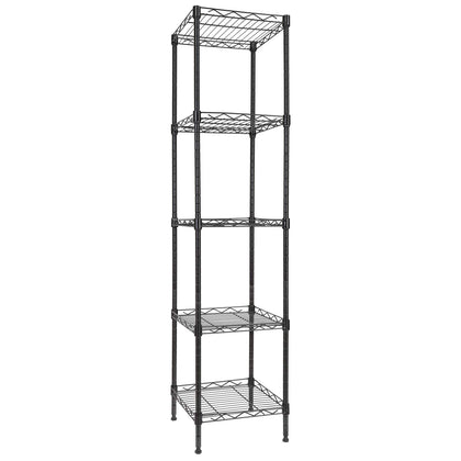 GIOTORENT 5 Tier Standing Shelving Metal Units, Adjustable Height Wire Shelf Display Rack for Laundry Bathroom Kitchen 11.8 W x 11.8 D x 50 H (5-Tier, Black)
