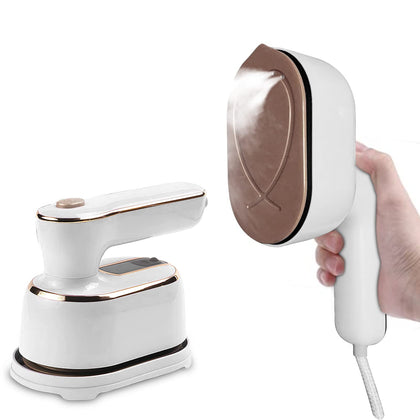 Portable Iron Steamer for Clothes, Compact Travel Size Mini Steamer,180° Foldable Small Iron, 980W Handheld Steamer Support Dry and Wet Ironing for Home Travel College (White)