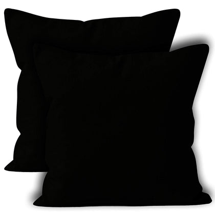 Cotton Canvas Throw Pillow Covers by Encasa Pack of 2 Jet Black 18
