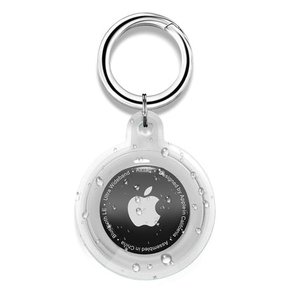 Airtag Holder,Waterproof Air tag Case with Spring Keychain,360° Waterproof Transparent TPU Cover Compatible with Apple Airtag for Pets,Keys, Bags, Luggage(White)