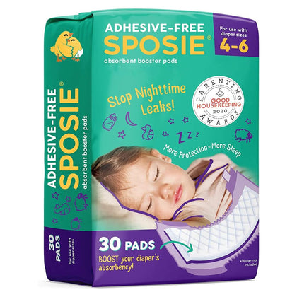 Sposie Diaper Booster Pads Size 4-6, 30 Count - Baby Diaper Pads Inserts Overnight, Diaper Liners for Nighttime Diapers, Overnight Diapers, Baby Diapers