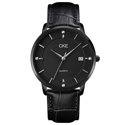 CKE Men's Watch Waterproof Watch Quartz Wristwatch Analog Date with Leather  Strap