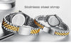 MASTOP Swiss Brand Two Tone Watch Men Women Gold Silver Stainless Steel Waterproof Couple Watches (White)
