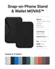MOFT Magnetic Wallet Stand Compatible with iPhone 15/14/13/12 Series, Angle Adjustment & Magsafe Compatible MOVAS Phone Stand,Jet Black