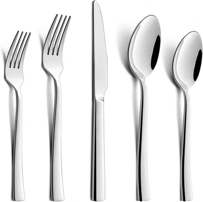 60-Piece Silverware Set, Stainless Steel Flatware Set for 12, Food-Grade Tableware Cutlery Set, Utensil Sets for Home Restaurant, Mirror Finish, Dishwasher Safe