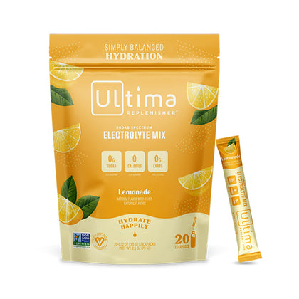 Ultima Replenisher Hydration Electrolyte Packets- 20 Count- Keto & Sugar Free- On the Go Convenience- Feel Replenished, Revitalized- Non-GMO & Vegan Electrolyte Drink Mix- Lemonade