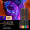 Deepmind 6 Colors UV Glow Neon Eyeliner Pencil Set,Matte Rainbow Colorful Neon Colored Eyeliners Pen, Makeup Waterproof Long Lasting Pigmented Eye Pencil Eyeliner for Body Painting Halloween Makeup