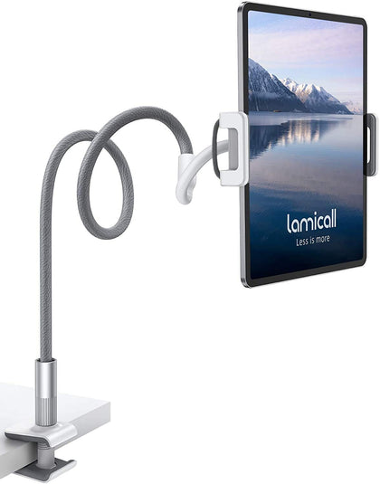 Lamicall Gooseneck Tablet Holder, Tablet Stand : Flexible Arm Clip Tablet Mount Compatible with iPad Mini Pro Air, Switch, Galaxy Tabs, More 4.7-10.5