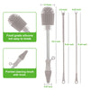 Haakaa Silicone Cleaning Brush Kit, Baby Bottle Brush & Nipple Brush Cleaner & Straw Brush, BPA Free Cleaning Brush with Sturdy Bristles for Nipples/Pumps/Accessories (Grey)