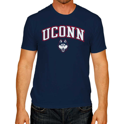 Campus Colors NCAA Adult Gameday Cotton T-Shirt - Premium Quality - Semi-Fitted Style - Officially Licensed Product (UCONN Huskies - Blue, Large)
