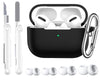 R-fun AirPods Pro Generation Case Cover with Cleaner kit and 4 Pairs Replacement Ear Tips(XS/S/M/L), Full Protective Silicone for Apple AirPods Pro 2019 Charging Case - Black