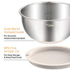 Wildone Mixing Bowls Set of 5, Stainless Steel Nesting Bowls with Khaki Lids, 3 Grater Attachments, Measurement Marks & Non-Slip Bottoms, Size 5, 3, 2, 1.5, 0.63 QT, Great for Mixing & Serving