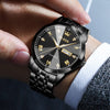 OLEVS Watch for Men Diamond Business Dress Analog Quartz Stainless Steel Waterproof Luminous Date Two Tone Luxury Casual Wrist Watch Black