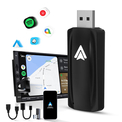 Android Auto Wireless Adapter for Car Android auto Small Car Dongle for OEM Wired Car Model 2017+ Play Plug USB C to A, USB A Extension Cable, 90 Degree USB A Adapter, 3 Adapters, U2A-AIR