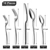 10PCS Kzovone Silverware Set, Stainless Steel Extra thick Square Flatware Set, Food-Grade Cutlery Tableware Set, Mirror Finish (10-Piece)
