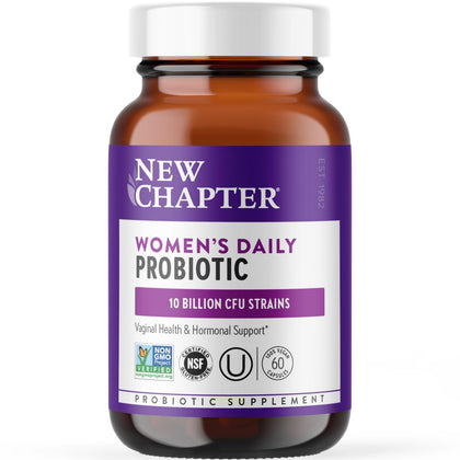 New Chapter Probiotics for Women - 60 ct (2 Month Supply), Women's Daily Probiotic with Prebiotics and Probiotics + 100% Vegan + Soy Free + Non-GMO