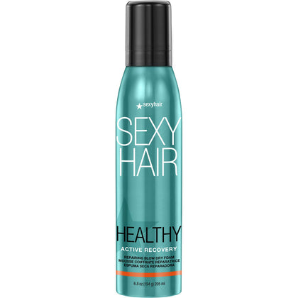 SexyHair Healthy Active Recovery Repairing Blow Dry Foam, 6.8 Oz | Up to 99% Breakage Reduction | Helps Repair | All Hair Types