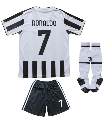 LeenBD 2021/2022 New #7 Ronaldo Kids Soccer Jersey & Shorts Youth Size (White,30)