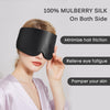100% Mulberry Silk Sleep Mask Eye Mask for Man and Woman with Adjustable Headband, Full Size Large Sleep Mask & Blindfold for Total Blackout for All Night Sleep, Travel & Nap- Black