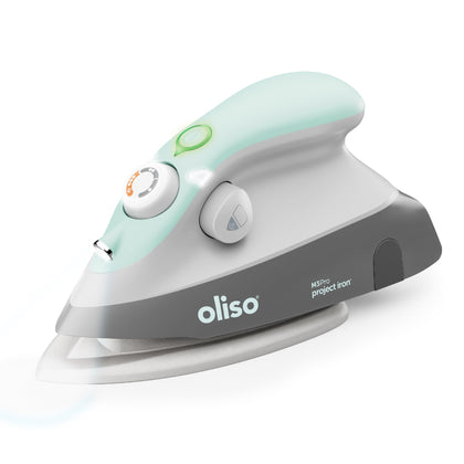 Oliso M3Pro Project Steam Iron with Solemate - for Sewing, Quilting, Crafting, and Travel | 1000 Watt Ceramic Soleplate Steam Iron | Aqua