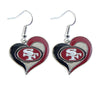 Aminco NFL San Francisco 49ers Swirl Heart Earrings,Team Color,One Size