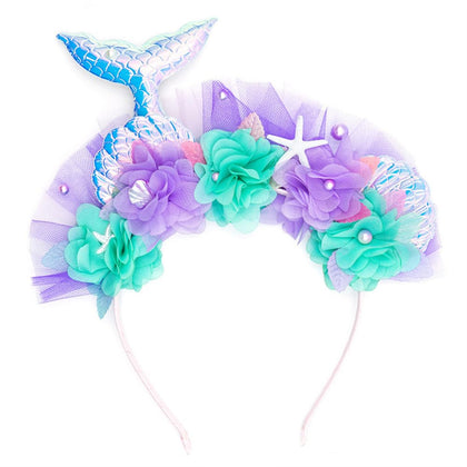 Yosbabe Girls Princess Mermaid Dress up Accessories for Girls Ariel Crown Headband Halloween Christmas Party Favors for Kids (Headband)