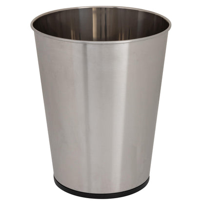 Bath Bliss 5 Liter Small Wastebasket | Round Open Top | Trash Can | Bathroom | Bedroom | Kitchen | Office | Dorm | Disposal Waste Bin | Garbage | Stainless Steel