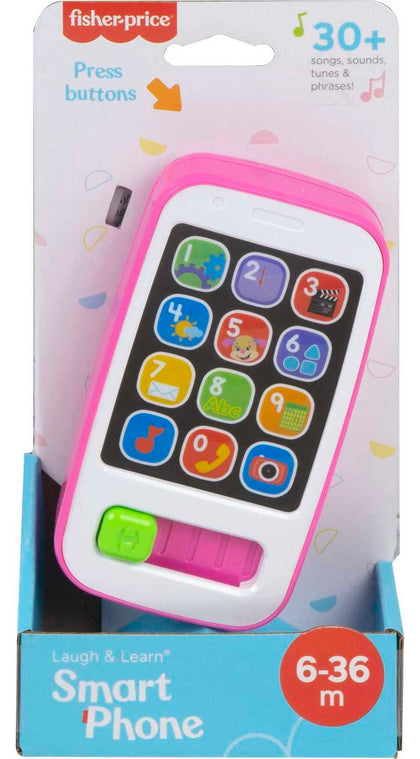 Fisher-Price Laugh & Learn Baby & Toddler Toy Smart Phone with Educational Music & Lights for Ages 6+ Months, Pink