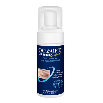 OCuSOFT Lid Scrub Original Foaming Eyelid Cleanser - Mild Instant Foaming Eyelid & Eyelash Cleanser - Daily Eyelid Wash to Remove Oil, Dust, Pollen & Eye Makeup - 7.25 fl oz