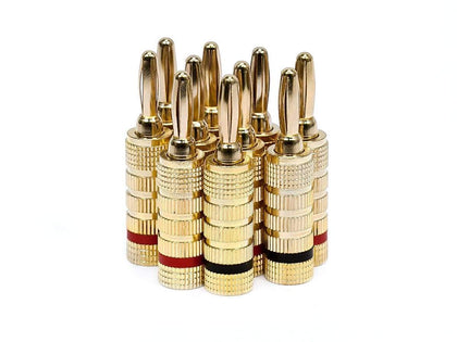 Monoprice Gold Plated Speaker Banana Plugs - 5 Pairs - Closed Screw Type, For Speaker Wire, Home Theater, Wall Plates And More
