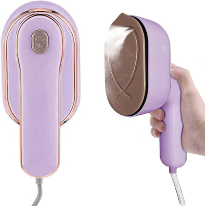 Portable Iron Steamer for Clothes, Compact Travel Size Mini Steamer,180° Foldable Small Iron, 980W Handheld Steamer Support Dry and Wet Ironing for Home Travel College (Purple)