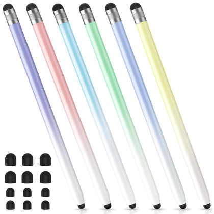Stylus Pen for Touchscreen, 6Pcs Stylus Pen for iPad, iPad Pencil with High Precision Double Rubber Tips, Compatible with iPad/Samsung/Android and Other Capacitive Touch Screen (Multicolor)