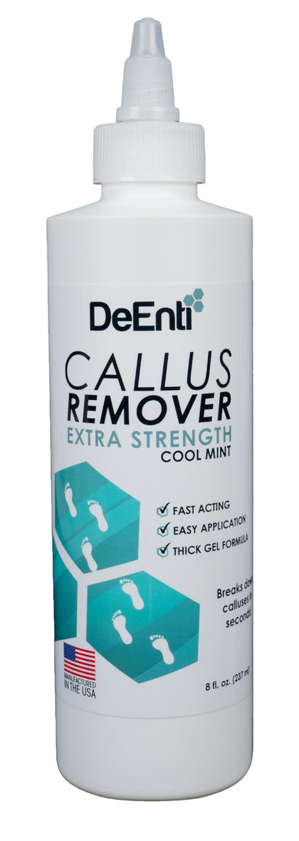 DeEnti Callus Remover Gel, Extra Strength Foot Callus Remover, 8oz Salon Grade Home Pedicure Supplies for Rough, Dry, Cracked Skin, Heavy Duty Callus Remover for Feet, Cool Mint