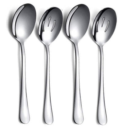 Kyraton 4-Piece Stainless Steel Serving Utensil Set - 2 Serving Spoons and 2 Slotted Spoons