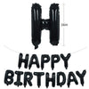 TONIFUL Black Happy Birthday Balloons Banner 16 Inch Mylar Foil Letters Birthday Sign Banner Bunting Reusable for Girls Boys Kids & Adults Birthday Decorations and Halloween Party Supplies