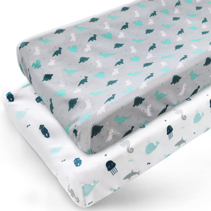 Changing Pad Cover for Boys Girls 2 Pack, Comfy & Breathable Changing Table Cover for 32''x16