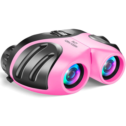 Gifts for 3-12 Year Old Girls and Boys , Kids Binoculars for Outdoor Easter Toys for 3-12 Year Old Girls Easter Christmas Xmas Stocking Stuffers Fillers Gifts for Kids Teen Girls Pink DL09