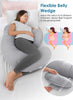 QUEEN ROSE Pregnancy Pillows, Cooling Body Pillow for Pregnancy Sleeping, F Shaped Maternity Pillow for Pregnant Women, Back & Belly Support, Pregnancy Must Haves, Grey